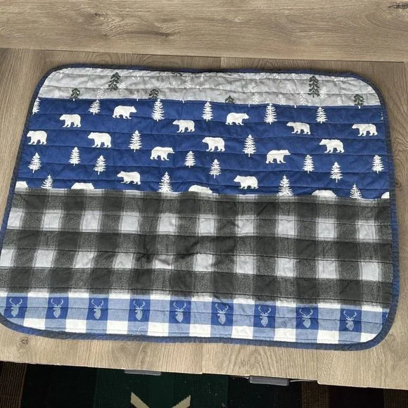 Eddie Bauer  Plaid Bears & Trees Pair Twin Pillow  Shams - Picture 2 of 10